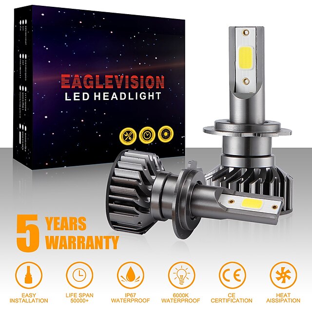  2 piezas Coche LED Luz de Casco H7 Bombillas 72 W 6000 k Conecte y Utilice Mejor calidad Para Universal Todos los Años