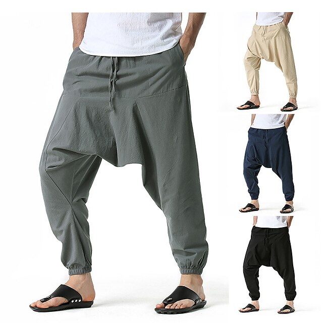 Mens Clothing Mens Bottoms | Mens Casual Harem Sweatpants Baggy Drawstring Elastic Waist Full Length Pants Casual Daily Micro-el