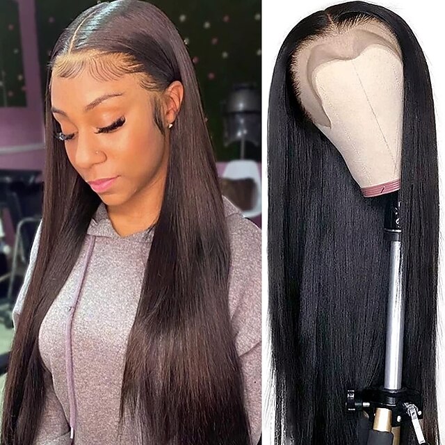 

13x4 Lace Front Wigs Human Hair 180% Straight HD Lace Frontal Wigs Human Hair Pre Plucked with Baby Hair Brazilian Virgin Lace Front Wig for Black Women Natural Color
