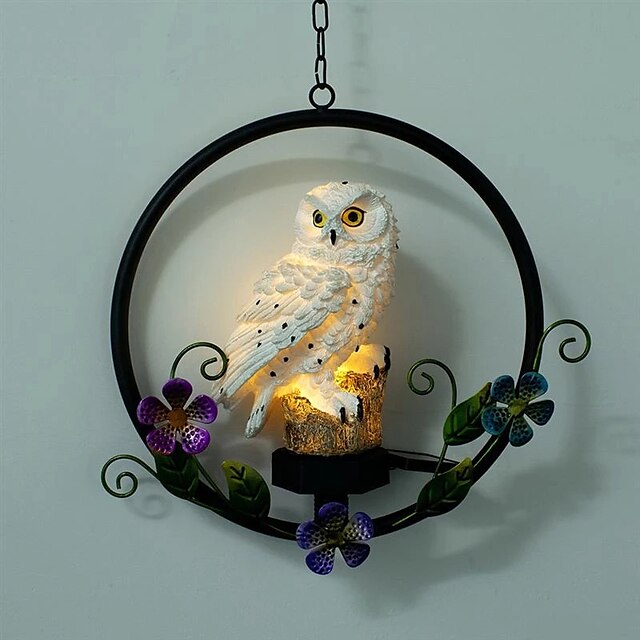  Solar LED Outdoor Lights Owl Hanging Night Light Waterproof Garden Lamp Resin Pendant Courtyard Terrace Holiday Decoration Lighting