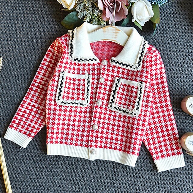 Baby & Kids Girls Clothing | Kids Girls Shirt & Skirt Skirt Set Clothing Set 2 Pieces Long Sleeve Red Plaid Print Cotton Indoor 