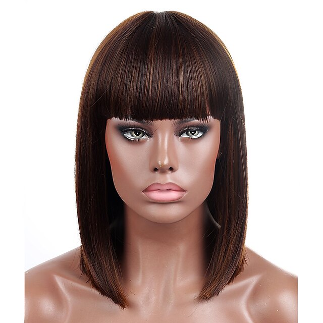 Beauty & Hair Wigs & Hair Pieces | Synthetic Wig Straight With Bangs Machine Made Wig Short A1 A2 A3 A4 A5 Synthetic Hair Womens