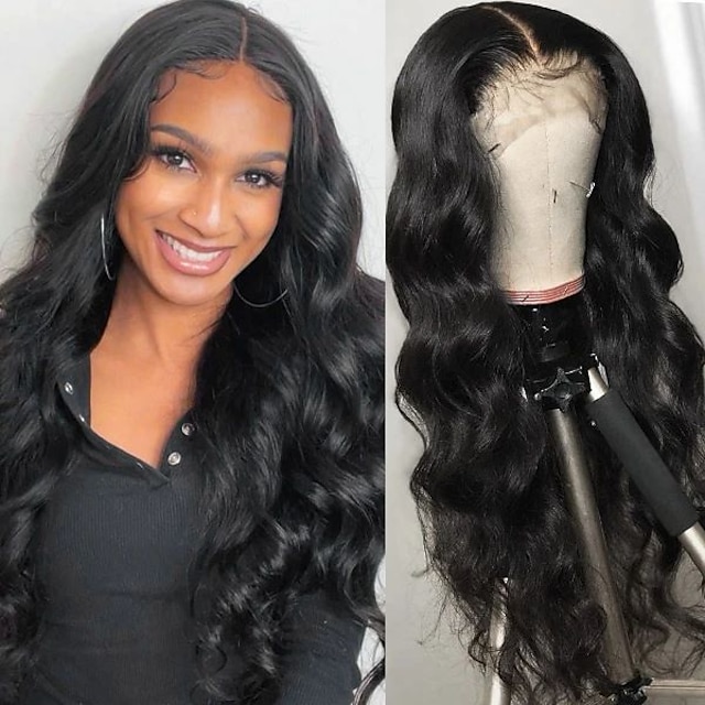 

Remy Human Hair 13x4x1 T Part Lace Front Wig Middle Part Brazilian Hair Body Wave Natural Wig 130% Density Women Youth For Women's Human Hair Lace Wig ishow hair / Daily Wear