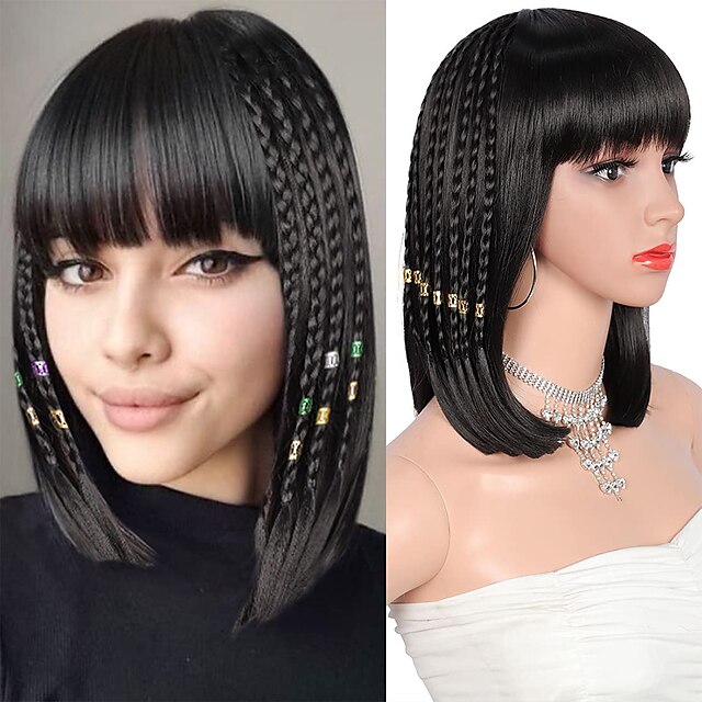 Beauty & Hair Wigs & Hair Pieces | Synthetic Wig Straight With Bangs Machine Made Wig Short A1 A2 A3 A4 A5 Synthetic Hair Womens