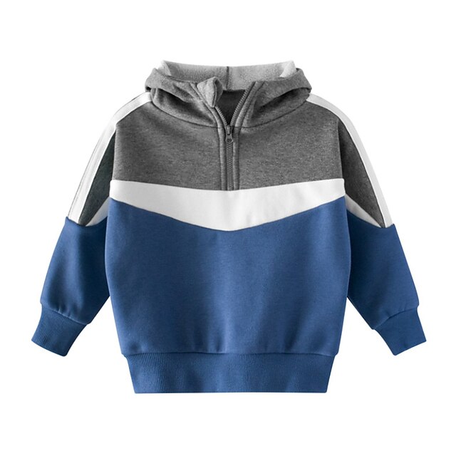 Baby & Kids Boys Clothing | Kids Boys Hoodie Long Sleeve Blue Red Color Block Indoor Outdoor Active Daily 2-8 Years - GP13278