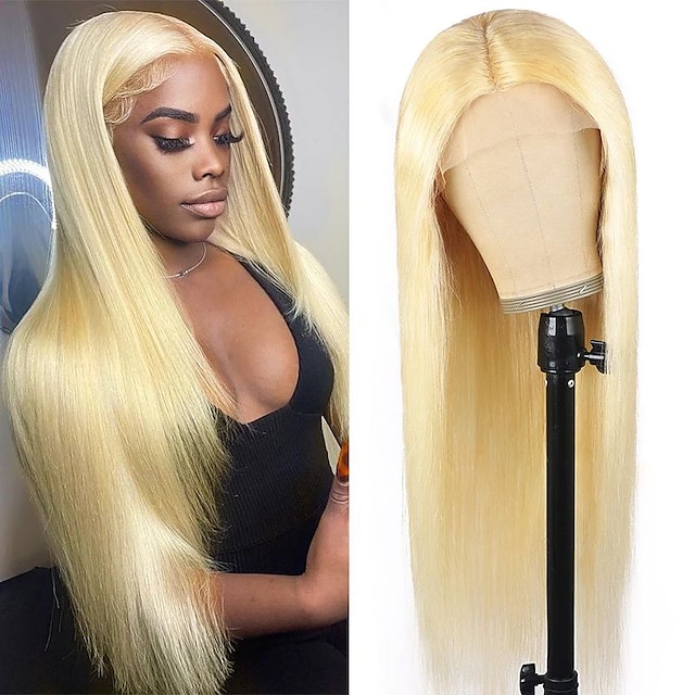  Brazilian Blonde T-part Lace Wig 13 * 4 * 1  Lace Wig Human Hair Wig 13X4X1 Pre Plucked Blonde 613# 180 Density T Lace Front Wig Blonde Hair