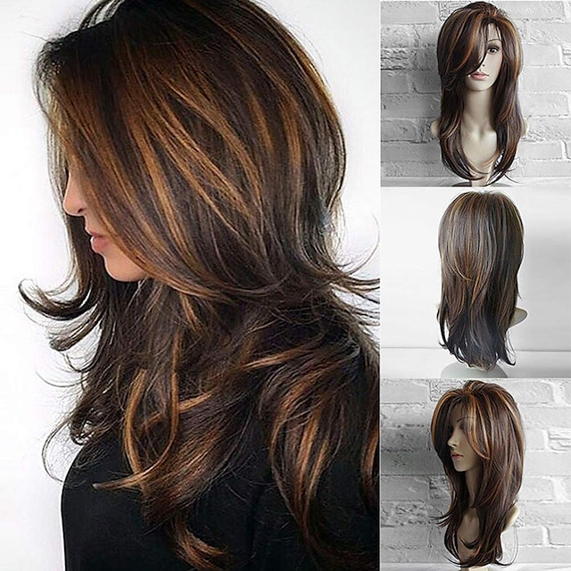  коричневые парики для женщин длинные косплей вечерние очаровательные парики для женщин смешанные парики - черный коричневый