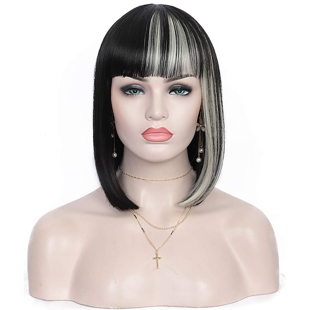 Beauty & Hair Wigs & Hair Pieces | Synthetic Wig Straight With Bangs Machine Made Wig Short A1 A2 A3 A4 A5 Synthetic Hair Womens