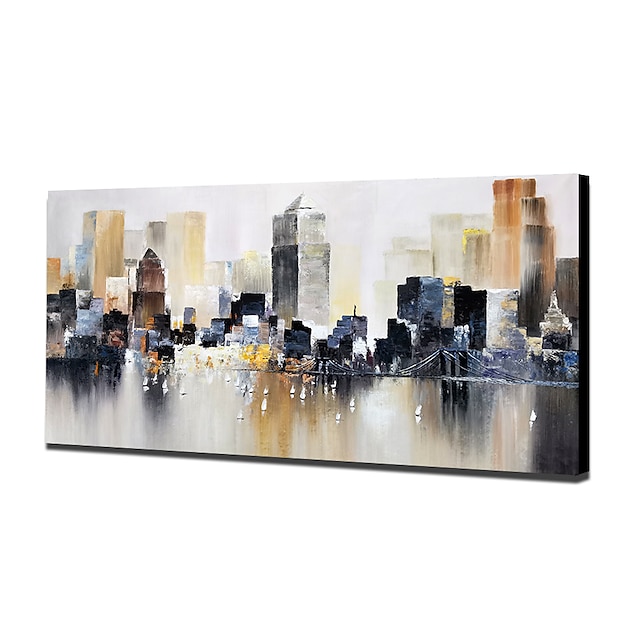 Home & Garden Wall Art | Mintura Handmade Oil Painting On Canvas Wall Art Decoration Modern Abstract City Landscape Picture For 