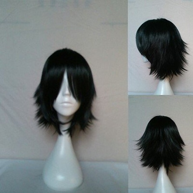  Cosplay  Wig Synthetic Wig Cosplay Wig Straight Straight With Bangs Wig Short Black Synthetic Hair Women‘s Black hairjoy