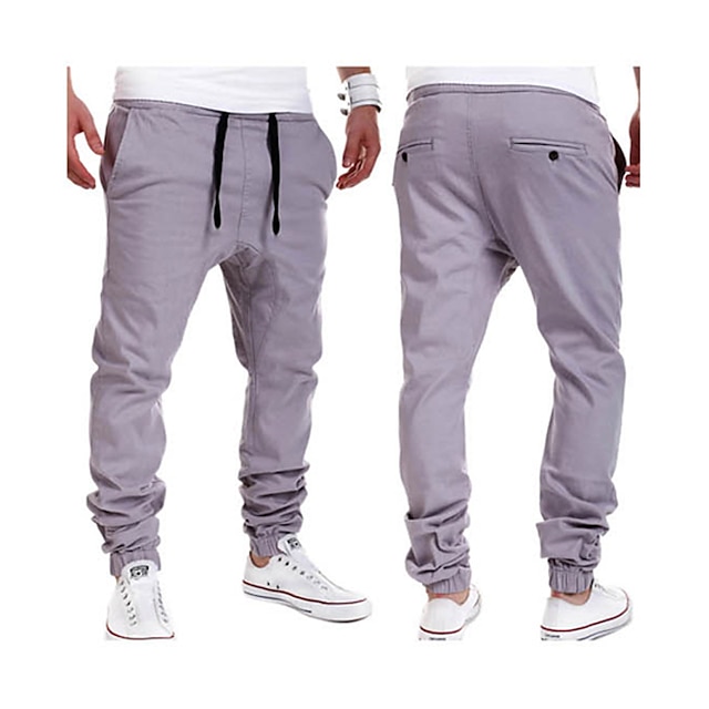  Men's Sweatpants Joggers Trousers Drawstring Solid Colored Full Length Daily Sports Going out Active Streetwear Black Navy Blue Micro-elastic