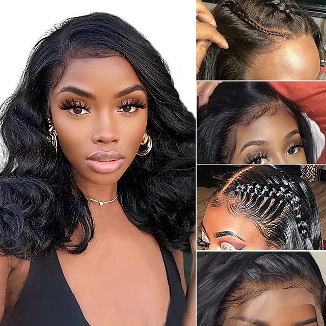 

Body Wave Lace Front Wig 13x4 Closure Wigs Human Hair Pre Plucked with Baby Hair 180 Density HD Lace Front Wigs Human Hair 14 Inch Frontal Human Hair Wigs for Black Women