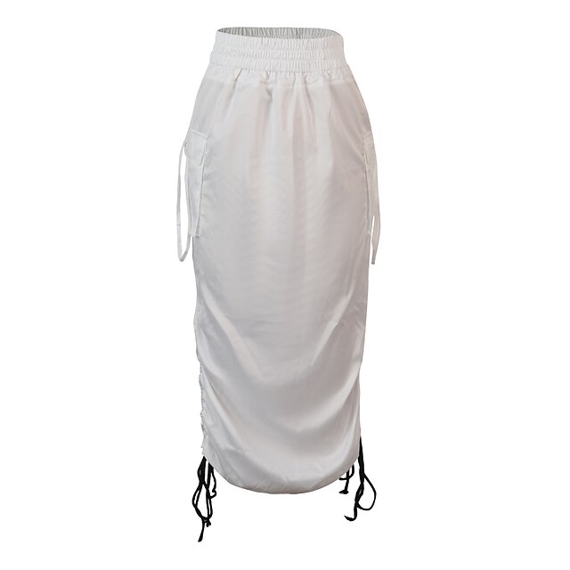 Womens Clothing Womens Bottoms | Womens Fashion Skirts Vacation Casual / Daily Solid Colored Drawstring White Black S M L - KE45