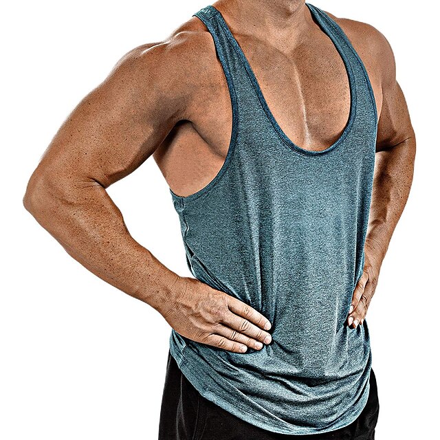 Sports & Outdoors Running, Jogging & Walking | Mens Yoga Top Summer Solid Color Green Grey Yoga Fitness Gym Workout Tank Top Spo