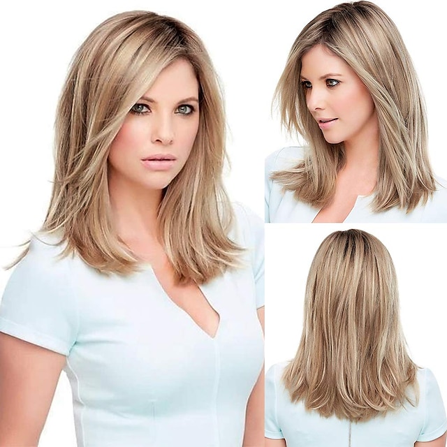  Blond peruki dla kobiet haircube długie proste blond peruki dla kobiet futura syntetyczne włosy peruka o ciemnej zakorzenionej teksturze i jedwabistej