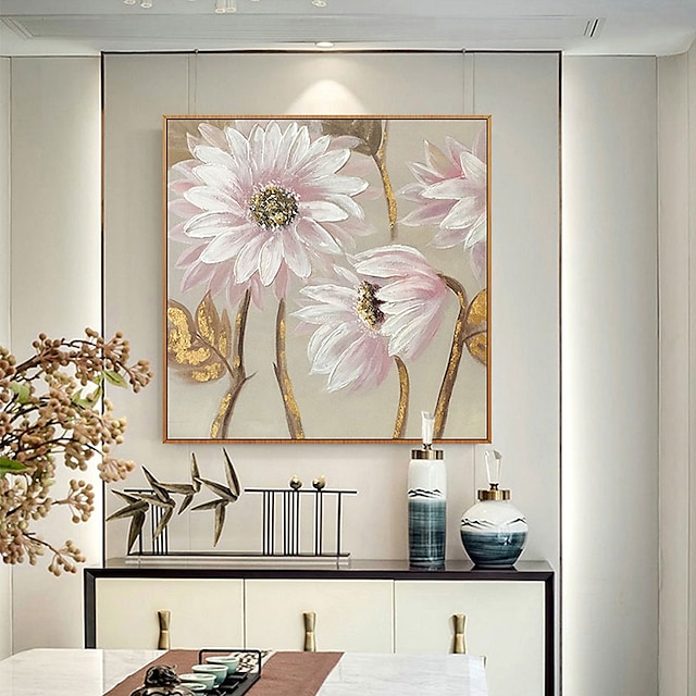 Home & Garden Wall Art | Oil Painting Handmade Hand Painted Wall Art Modern Abstract Gold Foil Flowers Home Decoration Decor Rol