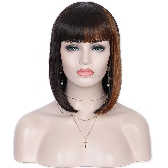 Beauty & Hair Wigs & Hair Pieces | Synthetic Wig Straight With Bangs Machine Made Wig Short A1 A2 A3 A4 A5 Synthetic Hair Womens