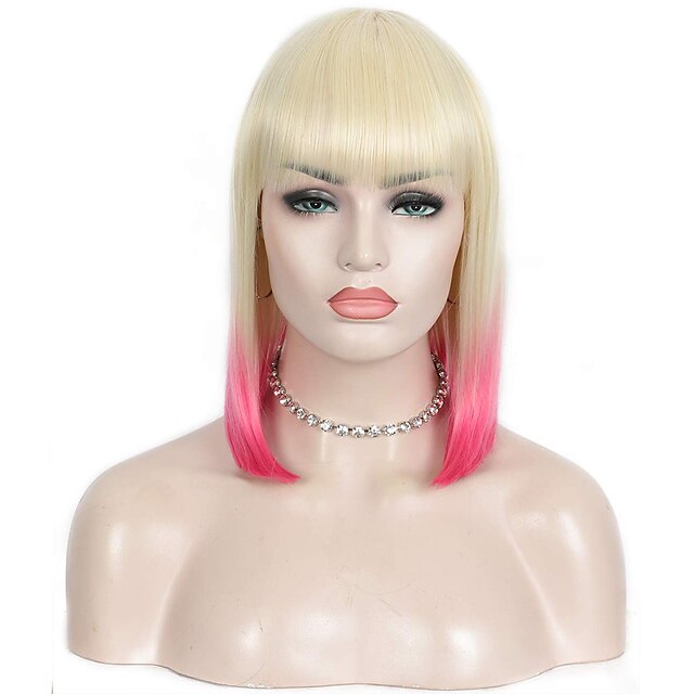 Beauty & Hair Wigs & Hair Pieces | Synthetic Wig Straight With Bangs Machine Made Wig Short A1 A2 A3 A4 A5 Synthetic Hair Womens