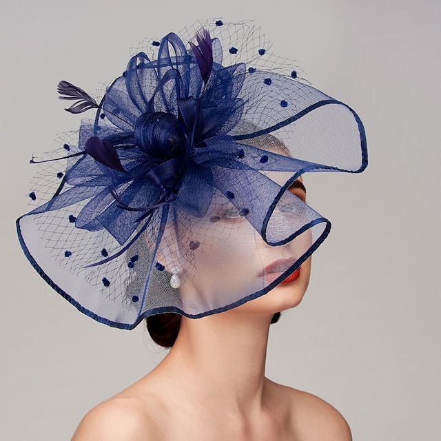 Fjær  Nett Fascinatorer  Hatter  Hodepynt med Fjær  Caps  Blomst 1 PC Bryllup  Hesteløp  Melbourne Cup Hodepynt å imponere Racedag Kjole
