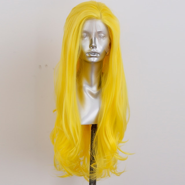 yellow synthetic lace front wig