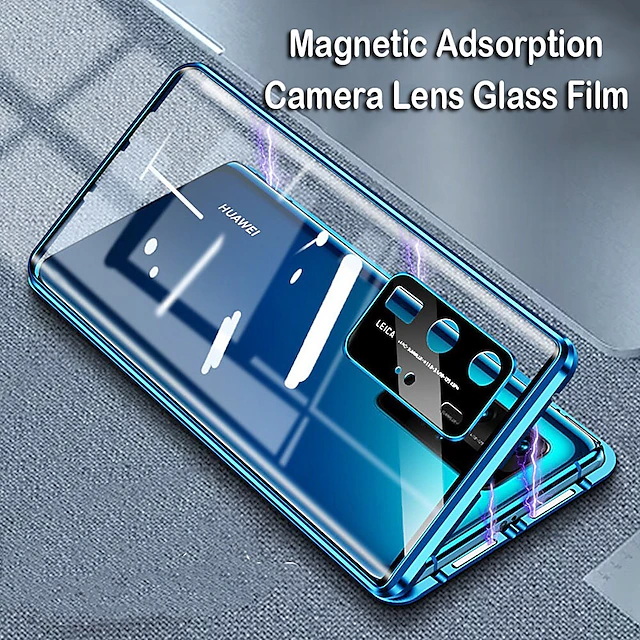 Magnetic Adsorption Tempered Glass Double Sided Case For Huawei P40 P30 Pro Lite Coque 360 Protective Cases with Carmera Lens Protector for Huawei Mate 30 20 Pro Nova 7i 6SE 10