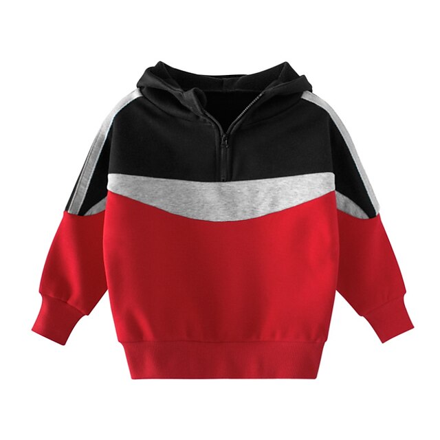 Baby & Kids Boys Clothing | Kids Boys Hoodie Long Sleeve Blue Red Color Block Indoor Outdoor Active Daily 2-8 Years - GP13278