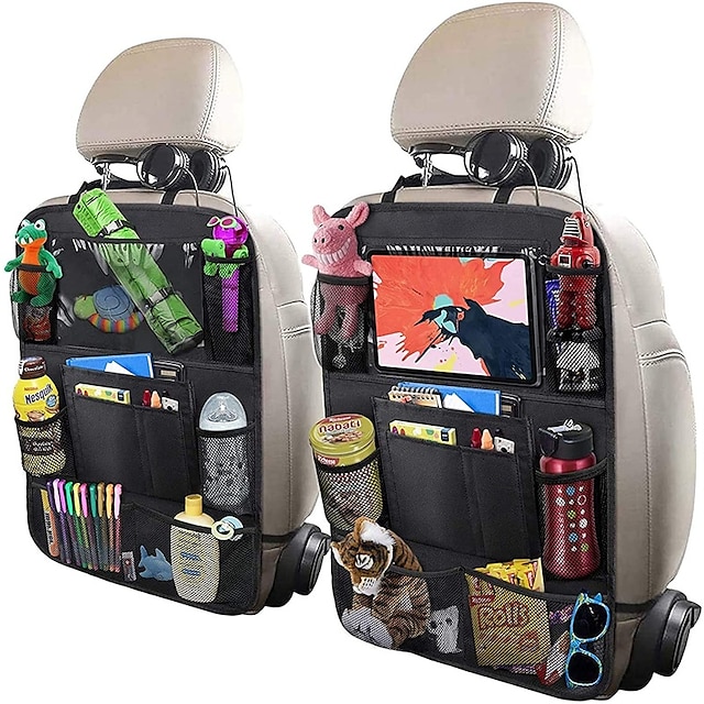 Car Backseat Organizer PU Leather Car Seat Back Protectors with 7 Storage Pockets for Kids Toy Bottle Drink Waterproof Vehicles Travel Accessories 1 Pack 