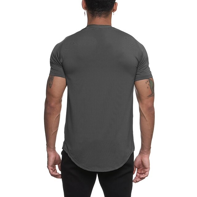 Sports & Outdoors Running, Jogging & Walking | Mens Crew Neck Yoga Top Summer Solid Color Dark Grey White Cotton Yoga Fitness Gy