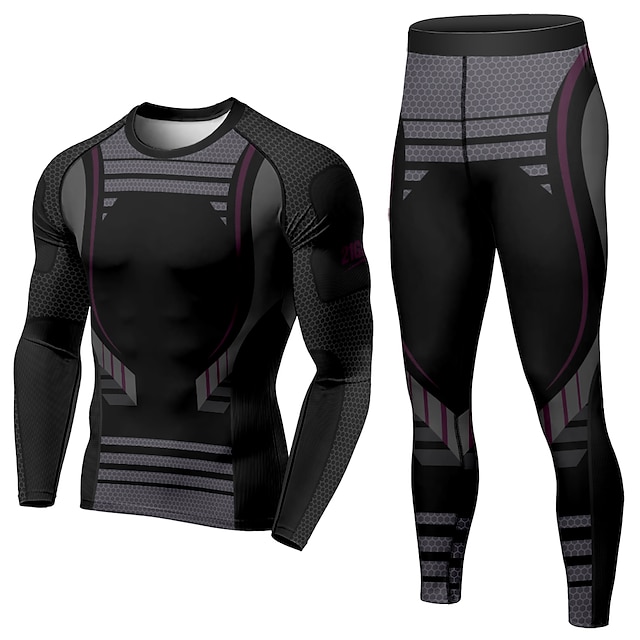 Sports & Outdoors Running, Jogging & Walking | 21Grams® Mens 2 Piece Activewear Set Compression Suit Athletic Athleisure 2pcs Wi