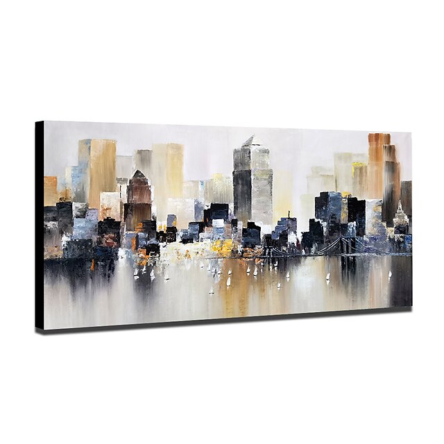 Home & Garden Wall Art | Mintura Handmade Oil Painting On Canvas Wall Art Decoration Modern Abstract City Landscape Picture For 