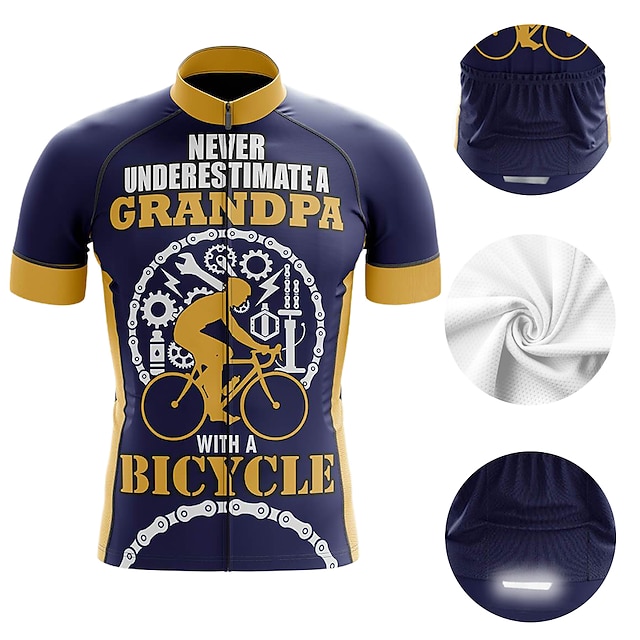  21Grams Herr Cykeltröja Kortärmad Cykel Tröja Överdelar med 3 bakfickor Bergscykling Vägcykling Andningsfunktion Fuktabsorberande Mjuk Snabb tork Svart Vit Röd Grafisk Gammal man Polyester sporter