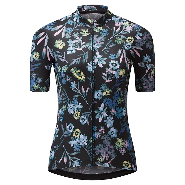

21Grams Women's Short Sleeve Cycling Jersey Summer Spandex Black Floral Botanical Bike Top Mountain Bike MTB Road Bike Cycling Quick Dry Moisture Wicking Sports Clothing Apparel / Stretchy