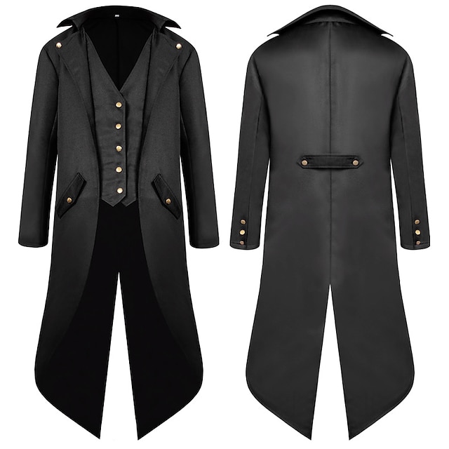  Herre Vinterjakke Trenchcoat Kappe / Kapper Fest Halloween Høst Vinter Nylon Vanntett Yttertøy Klær Mote Cosplay Gammeldags stil