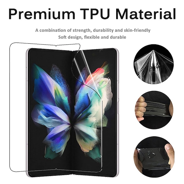  3 комплекта телефон Защитная плёнка для экрана Назначение Samsung Z Fold 2 Z Fold 3 Z-сгиб Защитная пленка для экрана и задней панели TPU HD Ультратонкий Защита от царапин