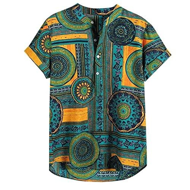  Herr Hawaii skjorta Grafisk skjorta Aloha skjorta Paisley Hög krage Gul Rubinrött Grön Gata Dagligen Kläder Designer
