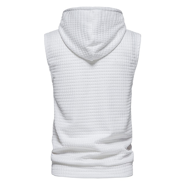 Mens Clothing Mens Hoodies & Sweatshirts | Mens Hooded Sweatshirt Sleeveless Solid Color Knitted Hoodie Pullover Vest - UD49152