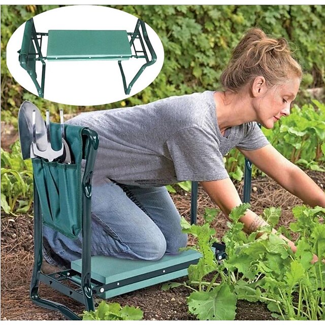 Folding Garden Kneeler Seat Bench Stool Kneeling Bag Tool Pouch Multiple-pocket 