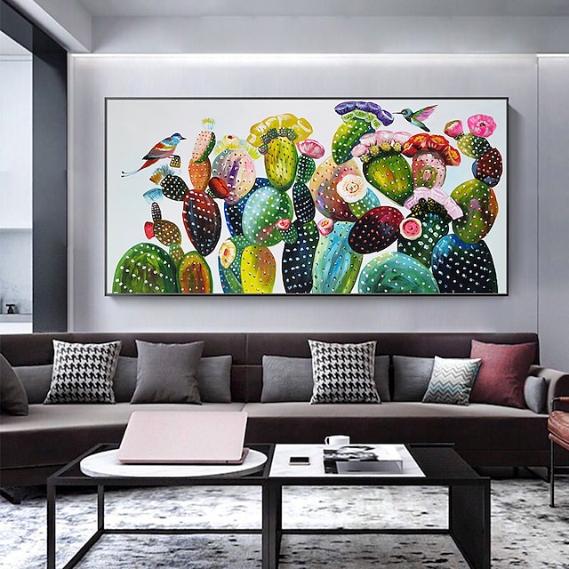  mintura kézzel készített olajfestmény vászonra falművészeti dekoráció modern absztrakt kaktusz virágok kép otthoni dekorációhoz hengerelt keret nélküli feszítetlen festmény