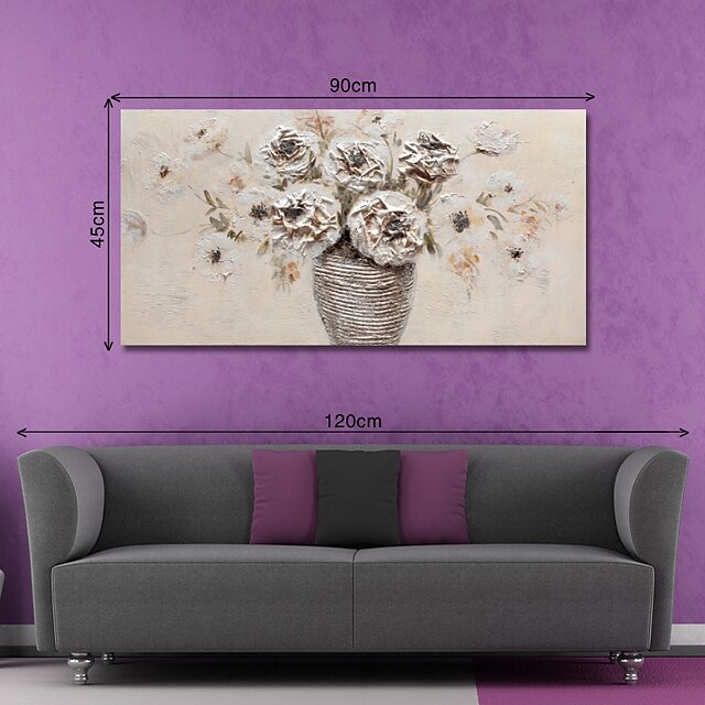 Home & Garden Wall Art | Oil Painting Handmade Hand Painted Wall Art Abstract White Flowerswith Vase Canvas Painting Home Decora