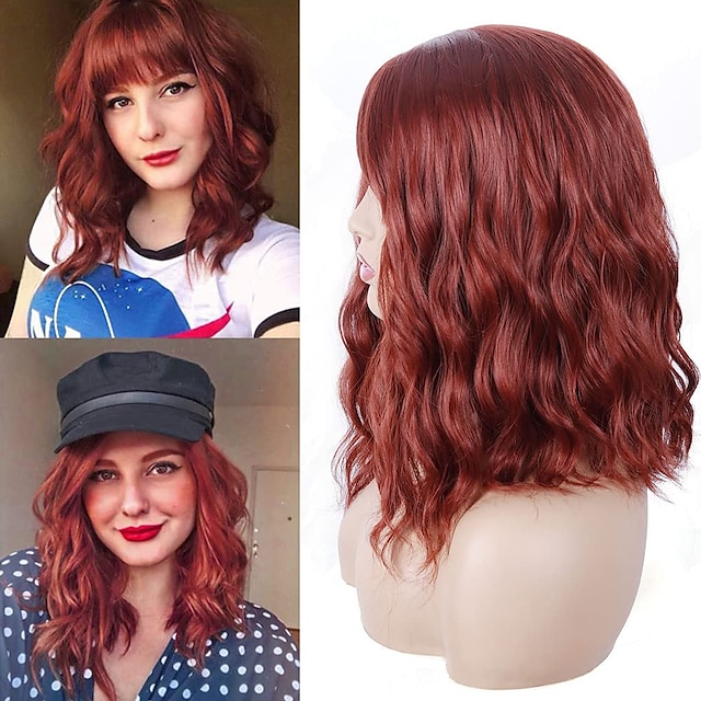 Beauty & Hair Wigs & Hair Pieces | Copper Red Wig Curly Bob Bob Red Wig Synthetic Color Shoulder Long Fake Hair for Women Bob St