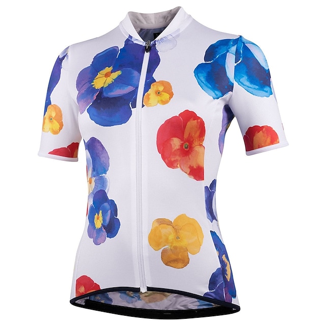 

21Grams Women's Short Sleeve Cycling Jersey Summer Spandex White Floral Botanical Bike Top Mountain Bike MTB Road Bike Cycling Quick Dry Moisture Wicking Sports Clothing Apparel / Stretchy