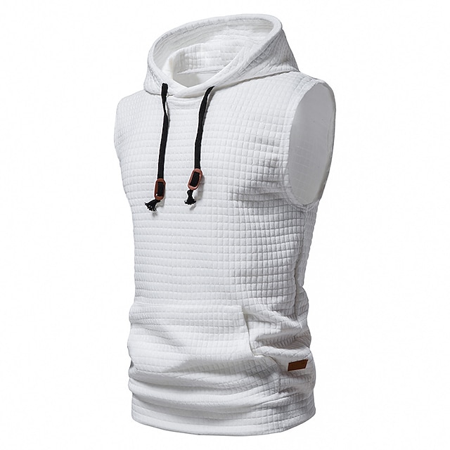 Mens Clothing Mens Hoodies & Sweatshirts | Mens Hooded Sweatshirt Sleeveless Solid Color Knitted Hoodie Pullover Vest - UD49152