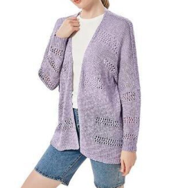 

Women's Cardigan Knitted Pure Color Stylish Casual Long Sleeve Sweater Cardigans Cowl Spring Summer Black Gray Purple