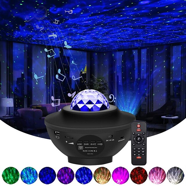  Star Projector Galaxy Night Light with Ocean Wave Music Speaker Voice Control with Timer Nebula Cloud Ceiling Light Projector for Baby Kids Adults Bedroom Decoration Birthday Party