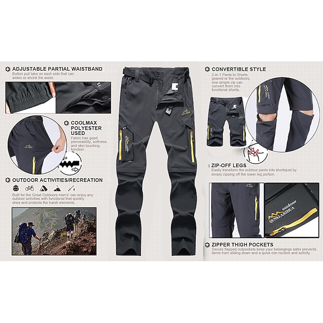 Men's Convertible Pants / Zip Off Outdoor Fishing Travel Hiking Cargo ...