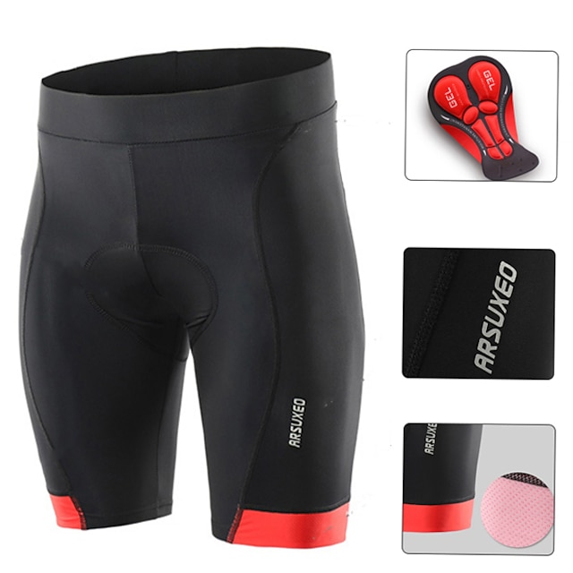  Arsuxeo Men's Bike Shorts Cycling Padded Shorts Bike Shorts Padded Shorts / Chamois Mountain Bike MTB Road Bike Cycling Sports Black Black Red Breathable Quick Dry Moisture Wicking Spandex Clothing