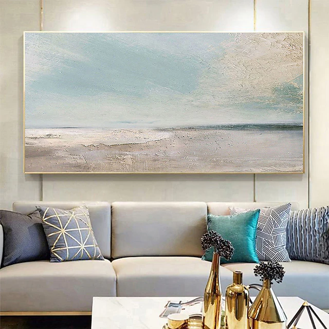 Handmade Oil Painting Canvas Wall Art Decoration Abstract Seascape Painting Beach Ocean for Home Decor Rolled Frameless Unstretched Painting 19