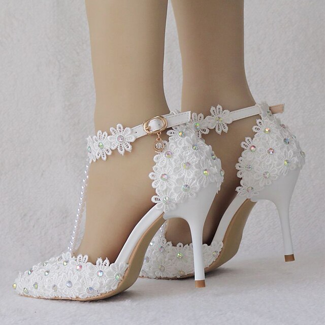 Women's Wedding Shoes Pointed Toe High Heel Unique Design Bridal Shoes
