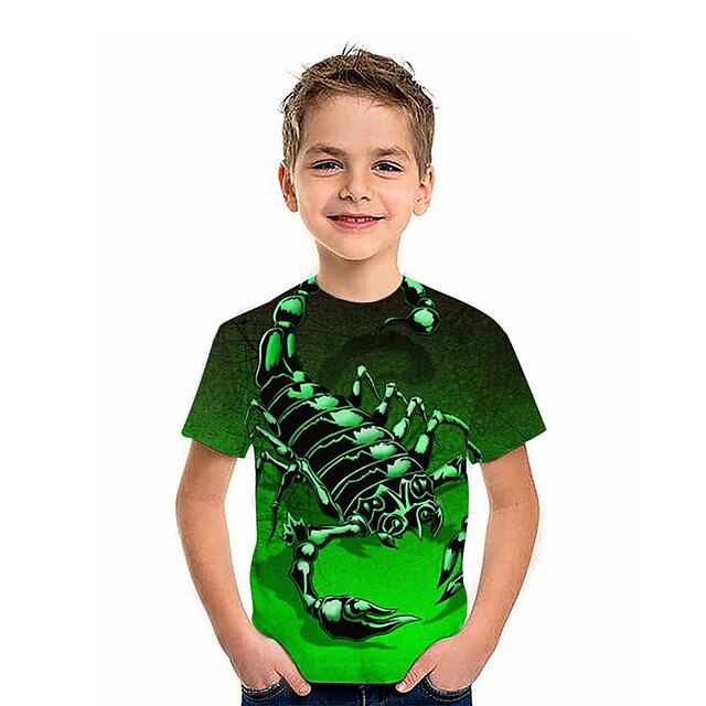 Baby & Kids Boys Clothing | Kids Boys T shirt Short Sleeve 3D Print Animal Green Children Tops Spring Summer Active Fashion Dail