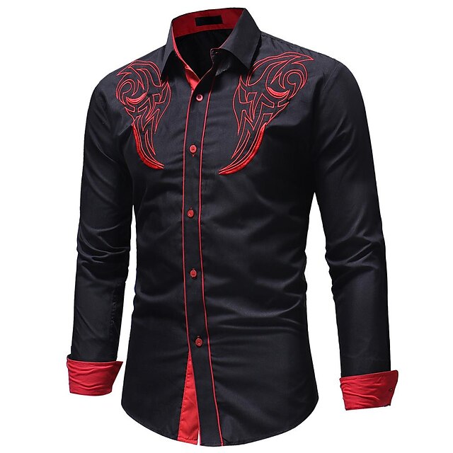 Mens Clothing Mens Shirts | Mens Shirt Slim Fit Casual Long Sleeve Shirts Mens Wedding Party Shirt For Male Embroidered Western 